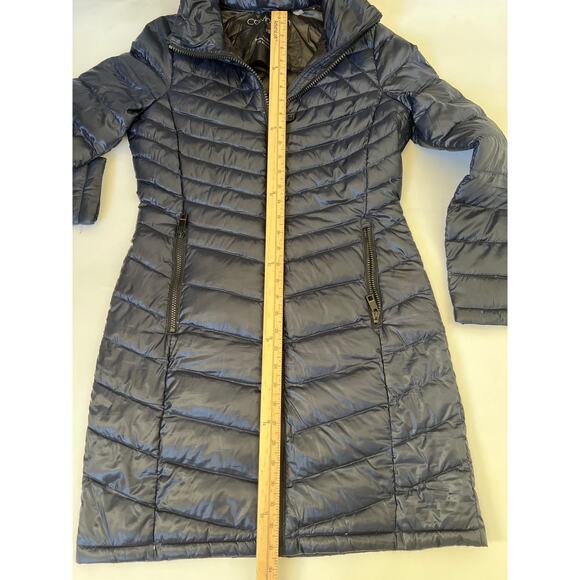 CALVIN KLEIN Women's Packable Hooded Down Puffer Coat Shiny
Navy Blue Small - Picture 13 of 15